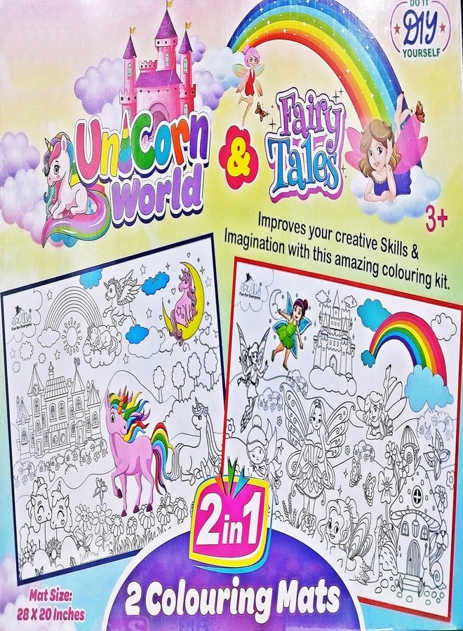 MUREN® 2 Coloring mat for Kids washables and Reusable 12 Sketch Pen | Unicorn & Fairy Tale Theme Coloring Kit Set | Activities for 6-12 Years Old | 70 X 50 cm - Image 5